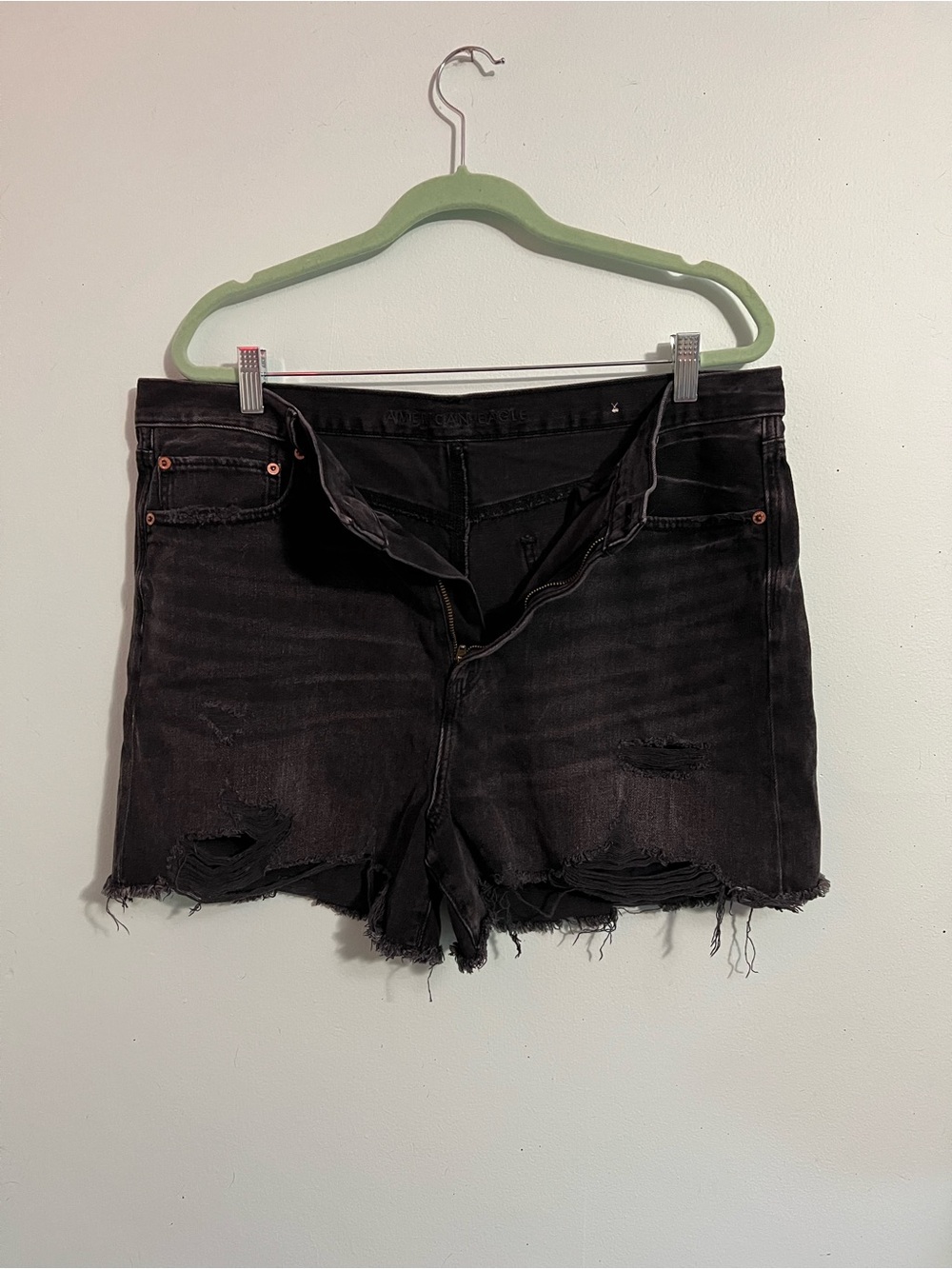 American Eagle Outfitters Black Distressed Denim Cutoff Shorts